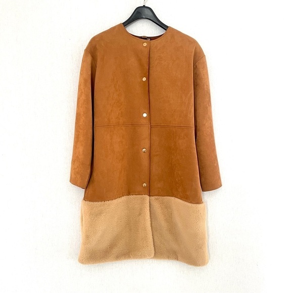 Zara Retro Faux Suede Faux Fur Jacket - Picture 3 of 13